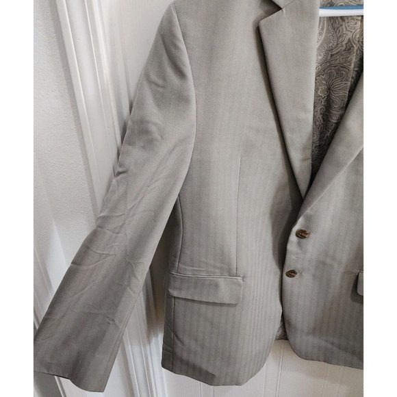 Chaps Beige Striped 2 Button Paisley Lined Suit Jacket Blazer Sport Coat Sz 44R - Picture 4 of 12
